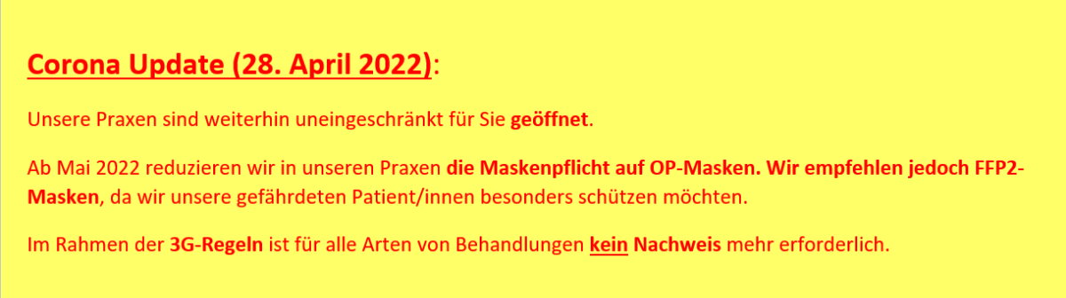 ALTAVIT Physiotherapie München Corona Update 20220428